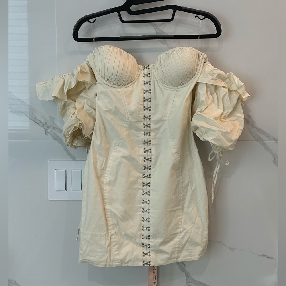 Puff Sleeve Corset Mini Dress - Ivory